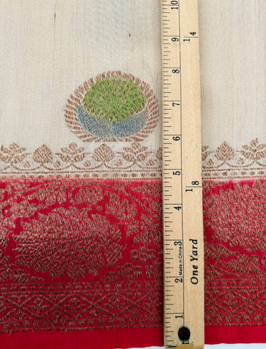 Lightweight Tussar Silk Saree | Antique Zari | Beige | Hand Brushed | Handwoven | Ships from California